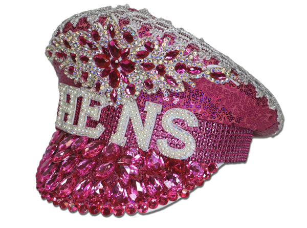Jewelled Festival Hat Pink - w/ 'HENS' Letters